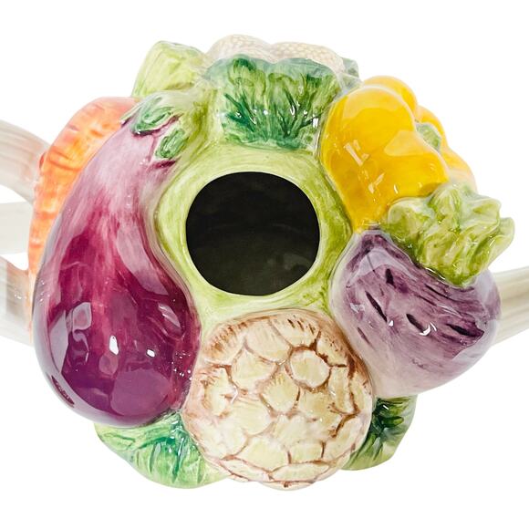 Vintage Fitz & Floyd Vegetable Garden Teapot Basket Weave 1995 in Original Box - Picture 9 of 12